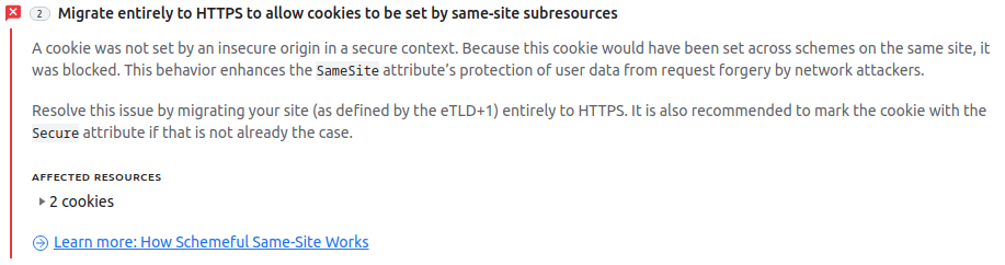 Migrate entirely to HTTPS to allow cookies to be set by same-site subresources